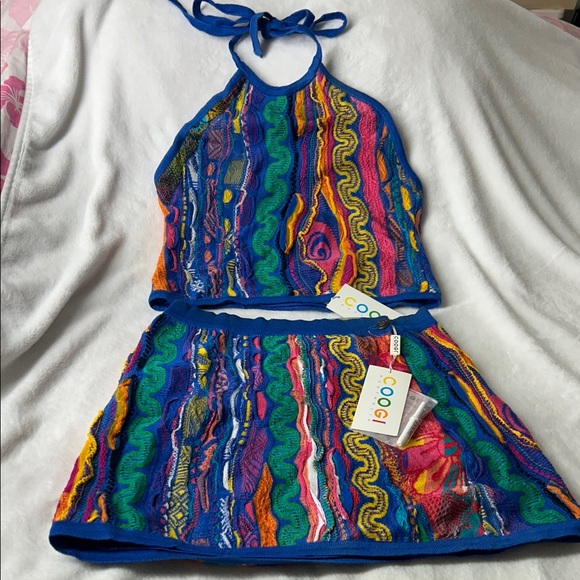 COOGI Tops - 🖤Vintage NWT🔺RARE 💕 COOGI 3D Textured Knit Halter Top and Skirt Set